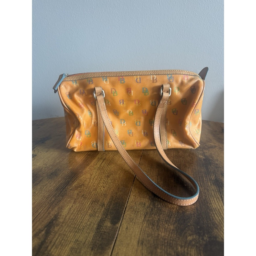 Y2K Dooney & Bourke orange multicolor monogram barrel bag